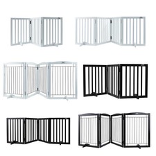 VEVOR Free Standing Dog Gate 24x60/24x80/32x96.5in Pet Gate Foldable White/Brown