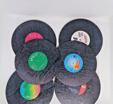 6 PCS Retro Record Vinyl Wooden Coasters Cup Mat for Tableware