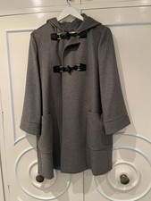 Beautiful Genuine MaxMara Grey wool Duffle coat with hood/pockets/black toggles.