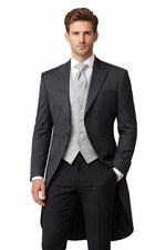 Grey Herringbone Wool Tailcoat