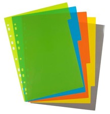 eco eco A4 File Dividers 5 Part Index Plastic Colour Tabs 50% Recycled X 1 Set