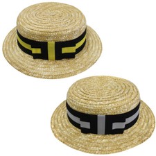 ADULTS STRAW BOATER HAT TRADITIONAL OLD VICTORIAN SAILOR FANCY DRESS SUMMER