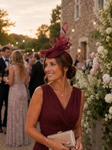 Dark red burgundy fascinator - dark,