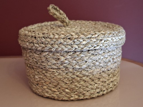 Vintage handwoven lidded - handwoven,