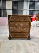 HANDMADE SOLID PINE CROWN 2+3 CHEST OF DRAWERS IN MEDIUM OAK (NOT FLATPACKED)