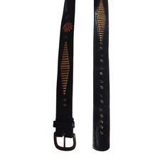 Vintage Leather Belt Diamond Aztec western design, Black, Medium 30/31