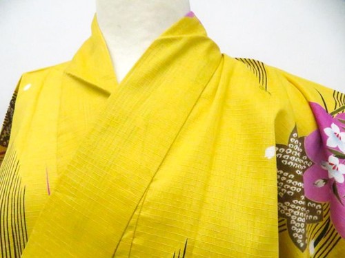 Japanese kimono yukata yellow - kimono,