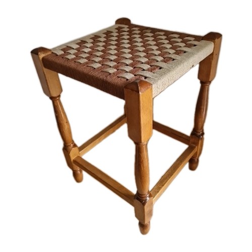 Vintage oak stool woven - vintage,