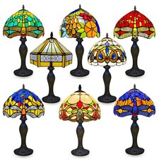 Tiffany Style Table Lamp Stained Glass Handcrafted Bedside Light Desk Lamps UK
