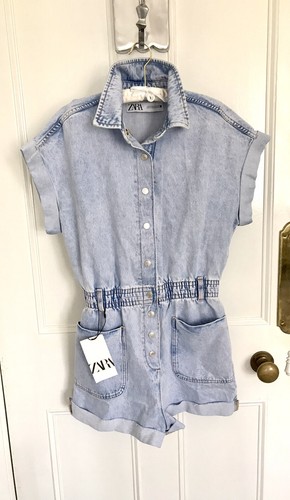 Zara collared denim jumpsuit - zara,