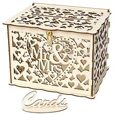 DARENYI Wedding Card Box Wooden Wedding Card Post Box with Lock Envelope Gift 