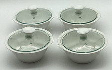 Set Of 4 Maxwell & Williams White Basics Rice Bowls With Glass Lid 14cm Wide