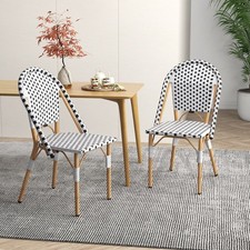 Set of 2 Outdoor Armless Dining Chairs French Bistro Accent Chair