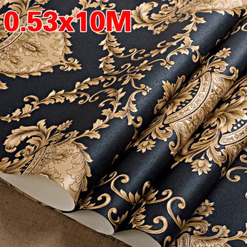 Black gold damask wallpaper - gold,