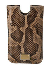 DOLCE & GABBANA Phone Case Cover Brown Leather Snakeskin Sock Universal RRP $250