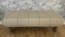 A new footstool in Laura Ashley Keynes Natural Check fabric