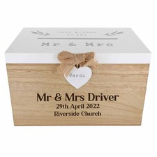 Personalised Wedding Card Post Box | Engraved Wooden Memory Gift Box Card Holder