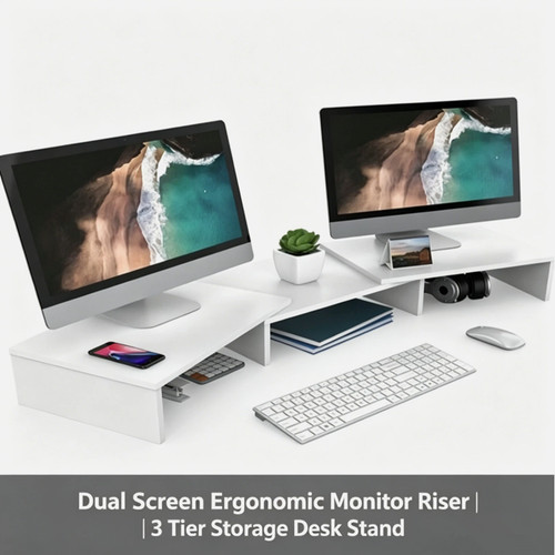 Dual monitor stand shelf - stand, 3