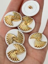 6 X White And Gold Buttons 22mm Blazer Coat Dresses Ref76