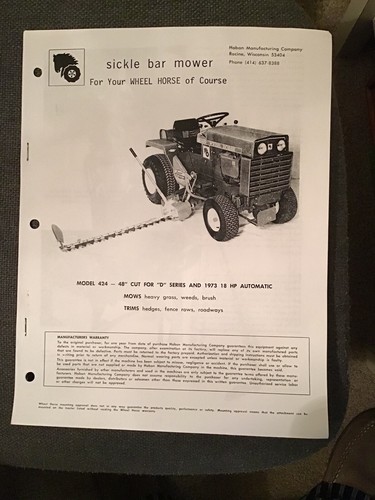 Wheel horse sickle bar - horse, mower