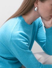 Marks & Spencer Womens Blue Cashmere Crew Long sleeved Women Jumper - M&S