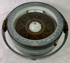 Vintage Henry Browne & Sons Large Sestrel Ship's Compass, Gimbal, Royal Navy