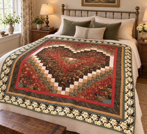 Handmade patchwork heart quilt - handmade,