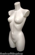 HIGH QUALITY FEMALE FREESTANDING MANNEQUIN TORSO BODY FORM DISPLAY BUST WHITE