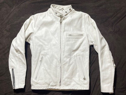 Schott 641 white leather - white, cafe