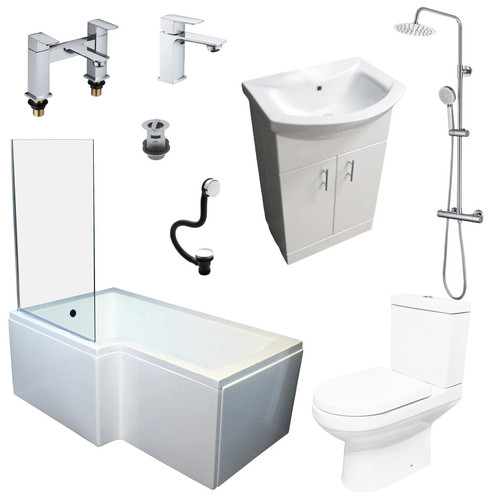 Shower bath suite shaped - bath,