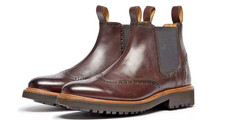 Oliver Sweeney Men`s Carraroe Burgundy Polished Calf Leather Chelsea Boots Size7