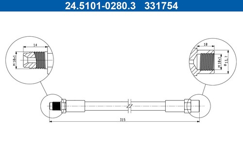 5101 0280 brake hose ate - hose,