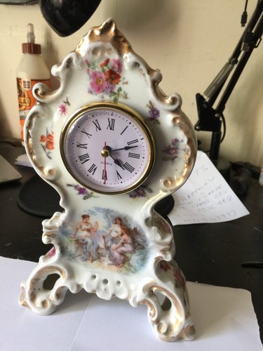 Antique german ceramic clock - antique,