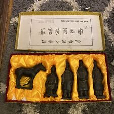 Vintage Boxed Set of 5 Chinese Terra Cotta Warriors of Qin Dynasty