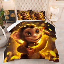 Comforter Set Cute Monkey Bedding Set Cute Animal Quilted Duvet for Boys Girls