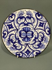 Ceraplat Pottery Spain Blue & White Hand Painted Cheese Platter