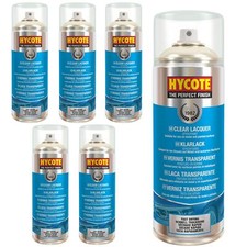 Hycote Colour Clear Lacquer Aerosol Spray Paint High Gloss Fast Drying 400ml x6