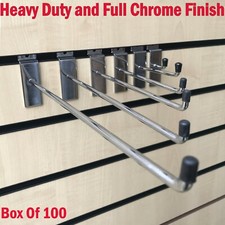 100x SLATWALL HOOKS ACCESSORY SINGLE PRONG SHOP DISPLAY 1" 2" 4" 6" 8" 10" 12"