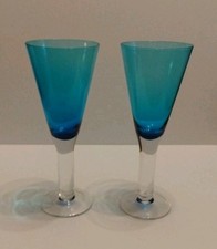 Pair of Turquoise Blue Wine