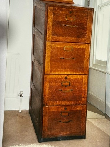 Vintage oak filing cabinet - oak,