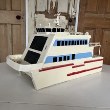 Vintage French Scratch Built Wooden Model Ferry Boat
