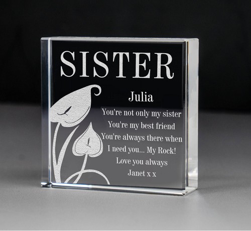 Engraved sister flower design - sister,