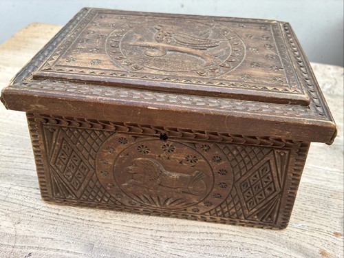Vintage wooden carved box - carved, in
