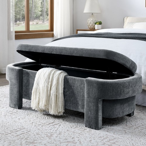 Chenille upholstered bench - chenille,