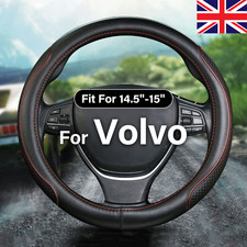 100% GENUINE LEATHER STEERING WHEEL COVER FOR VOLVO TRUCK VNL 730 NEW BLACK RED