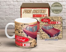 FORD CORTINA 1600E -  Retro Style Ceramic Mug & Coaster
