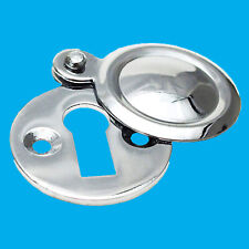 2x 35mm Victorian Round Escutcheon Covered Chrome Keyhole