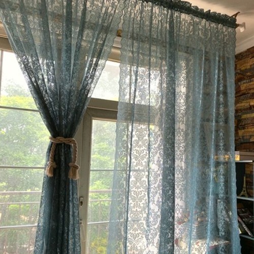 Floral lace net curtain - floral, home