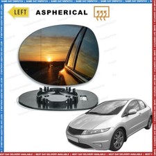 Left Passenger side Wide Angle Wing mirror glass for Honda Civic 06-11 Heated