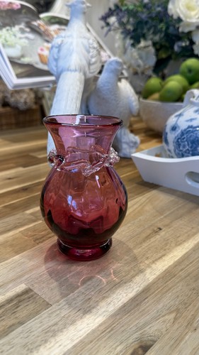 Vintage cranberry glass vase - vintage,
